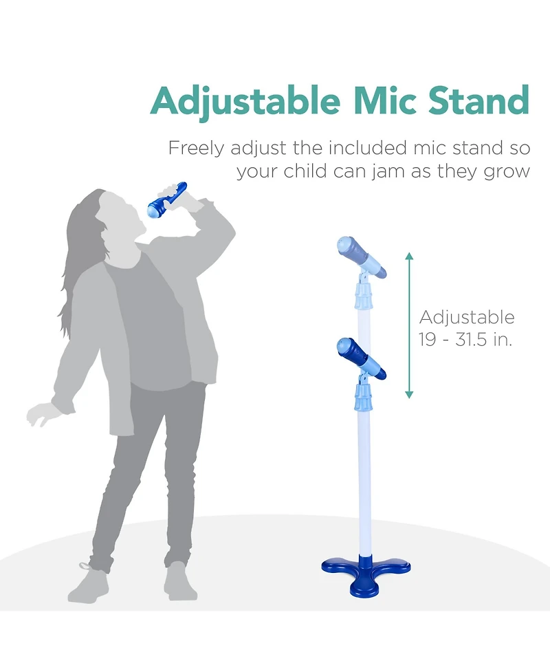 Best Choice Products 19in Kids Flash Guitar, Pretend Play Musical Instrument Toy for Toddlers w/ Mic