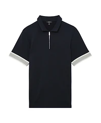 Reiss Men's Sleeve-Trim Half-Zip Polo Shirt