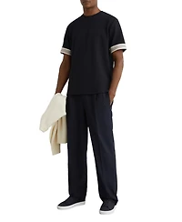 Reiss Men's Textured Tape-Cuff Modern-Fit T-Shirt