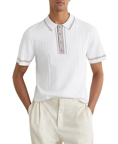 Reiss Men's Tipped Half-Button Knitted Polo Shirt