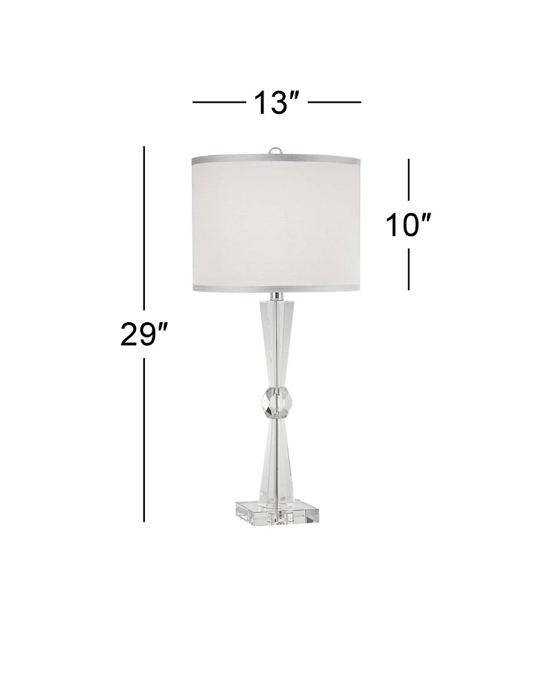 Vienna Full Spectrum Linley Modern Table Lamp Art Deco 29" Tall Faceted Crystal Column Drum Shade for Bedroom Living Room Bedside Nightstand Kids