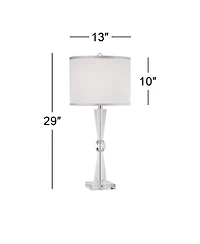 Vienna Full Spectrum Linley Modern Table Lamp Art Deco 29" Tall Faceted Crystal Column Drum Shade for Bedroom Living Room Bedside Nightstand Kids