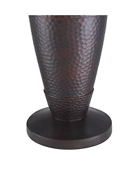 Regency Hill Fallon Rustic Industrial Floor Lamps with Tray Table 66" Tall Set of 2 Bronze Hammered Usb and Outlet Oatmeal Shade