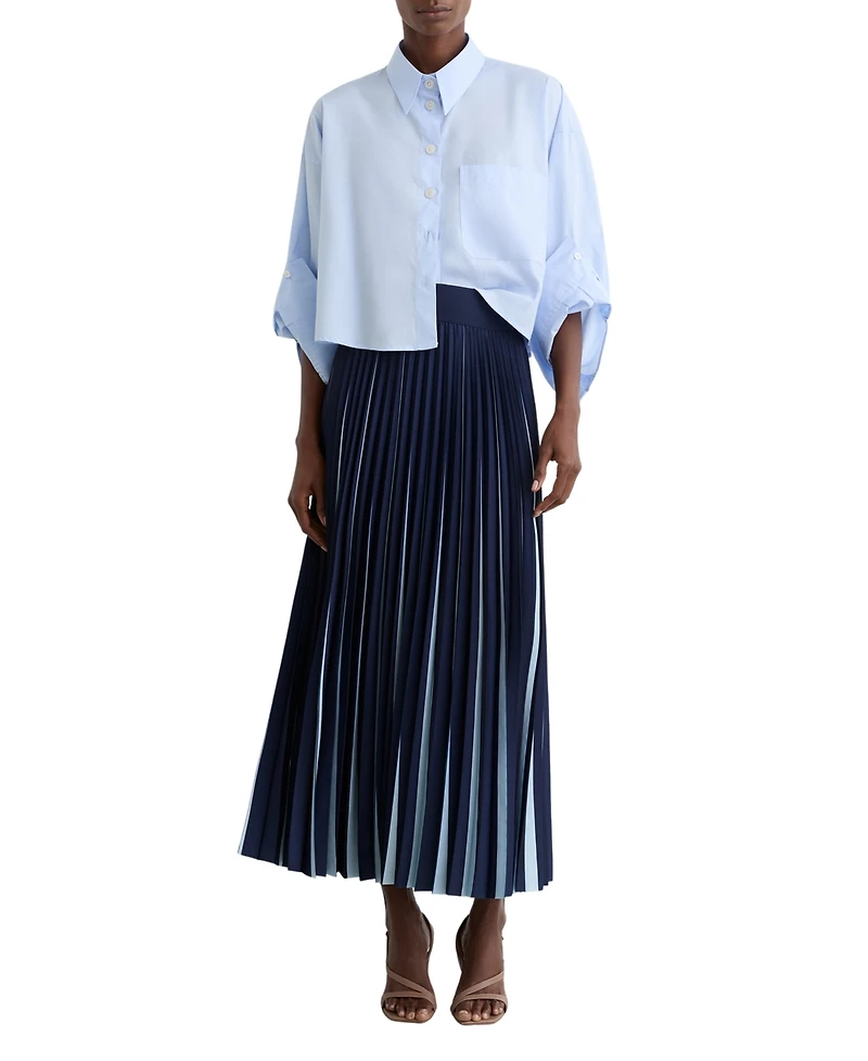 Reiss Women's Serena Contrast Pleated Midi Skirt