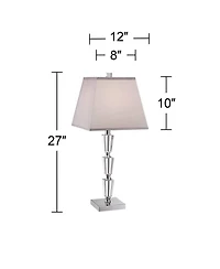 Vienna Full Spectrum Deco Collection 27" Tall Modern Table Lamp Chrome Finish Metal Stacked Crystal Single Living Room Bedroom
