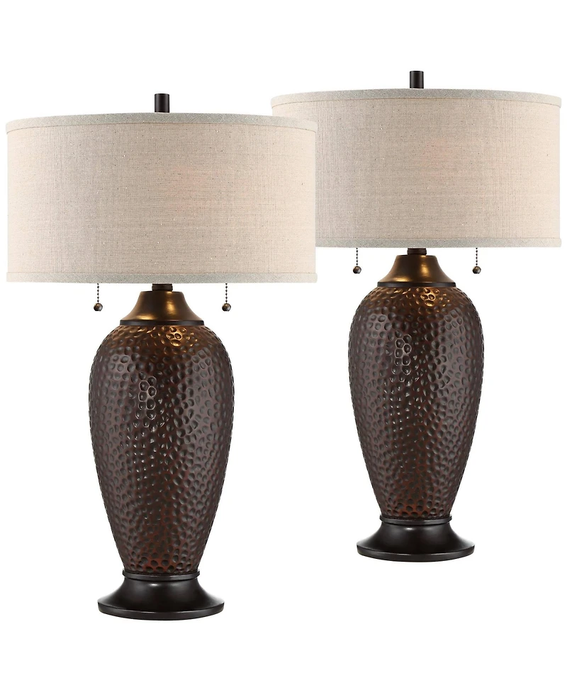 360 Lighting Cody 26" High Industrial Table Lamps Set of 2 WiFi Smart Socket Pull Chain Oiled Finish Living Room Bedroom