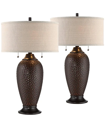 360 Lighting Cody 26" High Industrial Table Lamps Set of 2 WiFi Smart Socket Pull Chain Oiled Finish Living Room Bedroom