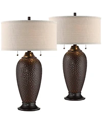 360 Lighting Cody 26" High Industrial Table Lamps Set of 2 WiFi Smart Socket Pull Chain Oiled Finish Living Room Bedroom
