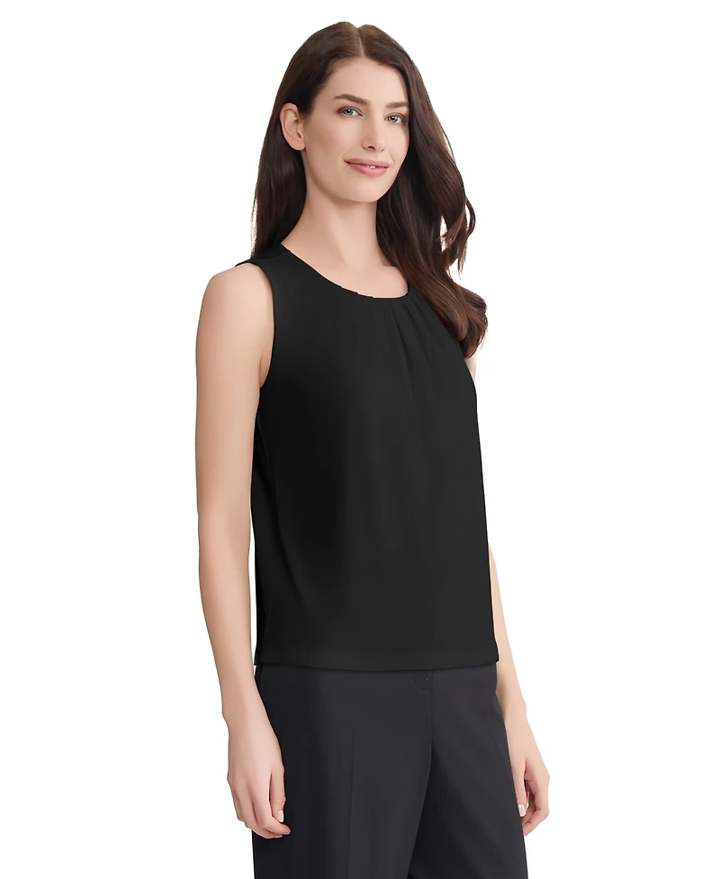 Jones New York Women's Pleat Front Crewneck Top