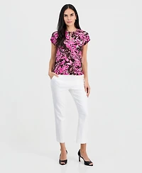 Jones New York Petite Printed Round-Neck Top