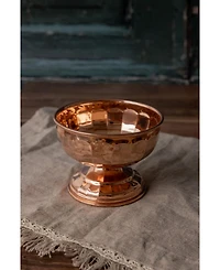 Coppermill Kitchen, Vintage Inspired Copper Pedestal Bowls with Scalloped Panel Design - Set of 2