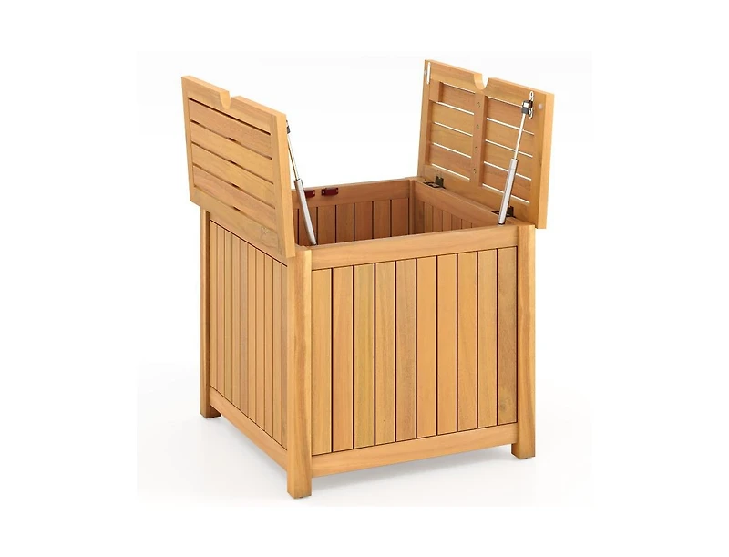 Slickblue Acacia Wood Outdoor Side Table with Storage, Slatted Design