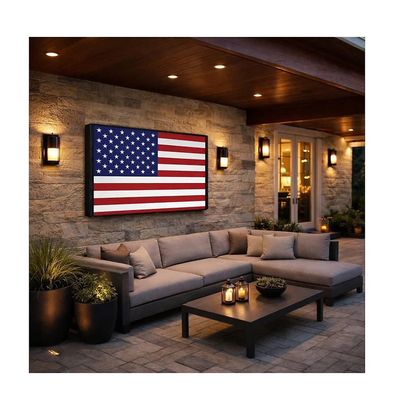 Iclover Outdoor Tv Cover for 48-50" TVs, 600D Waterproof Weatherproof Protector with Zipper and Remote Pocket, American Flag