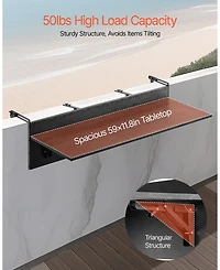 Gouun Folding Balcony Hanging Table for Railings Outdoor Patio Bar Table
