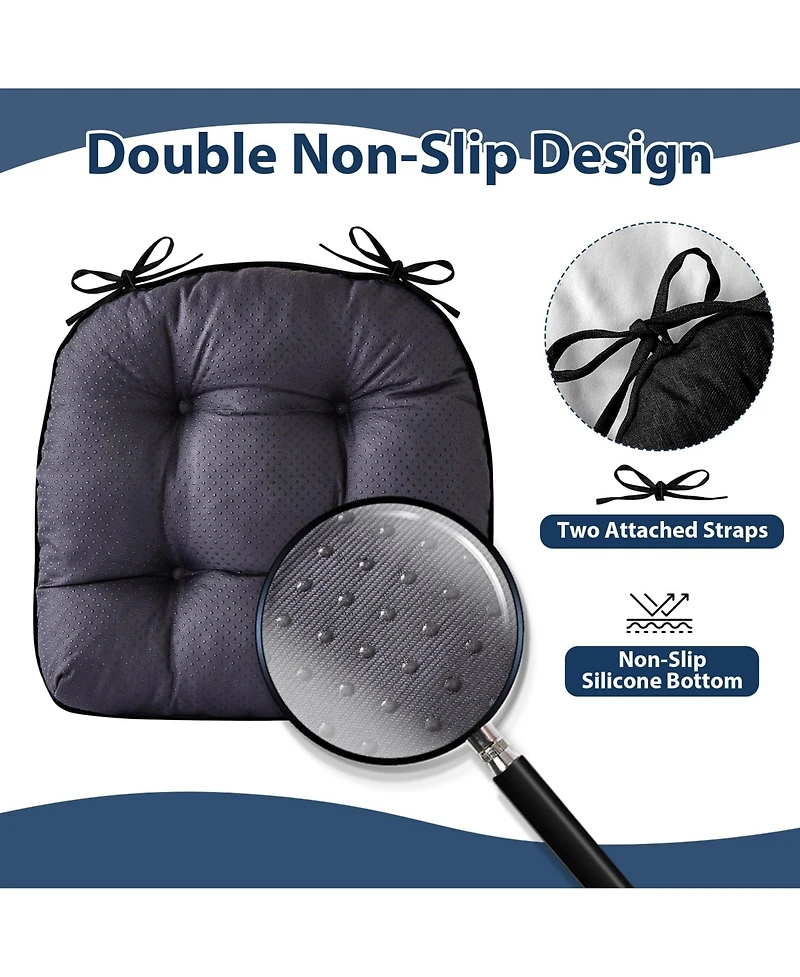 Gnuadz 4-pack Chair Cushions Dining Kitchen Indoor Ties Tufted Foam Non Slip