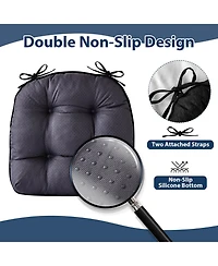 Gnuadz 4-pack Chair Cushions Dining Kitchen Indoor Ties Tufted Foam Non Slip