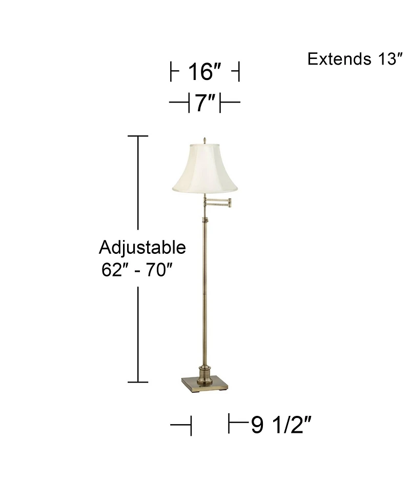 360 Lighting Traditional Swing Arm Floor Lamp Adjustable Height 70" Tall