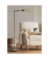Regency Hill Rustic Farmhouse Pharmacy Floor Lamp with Usb Charging Port 54 Tall Bronze Faux Wood Adjustable Swing Arm for Living Room Reading Office