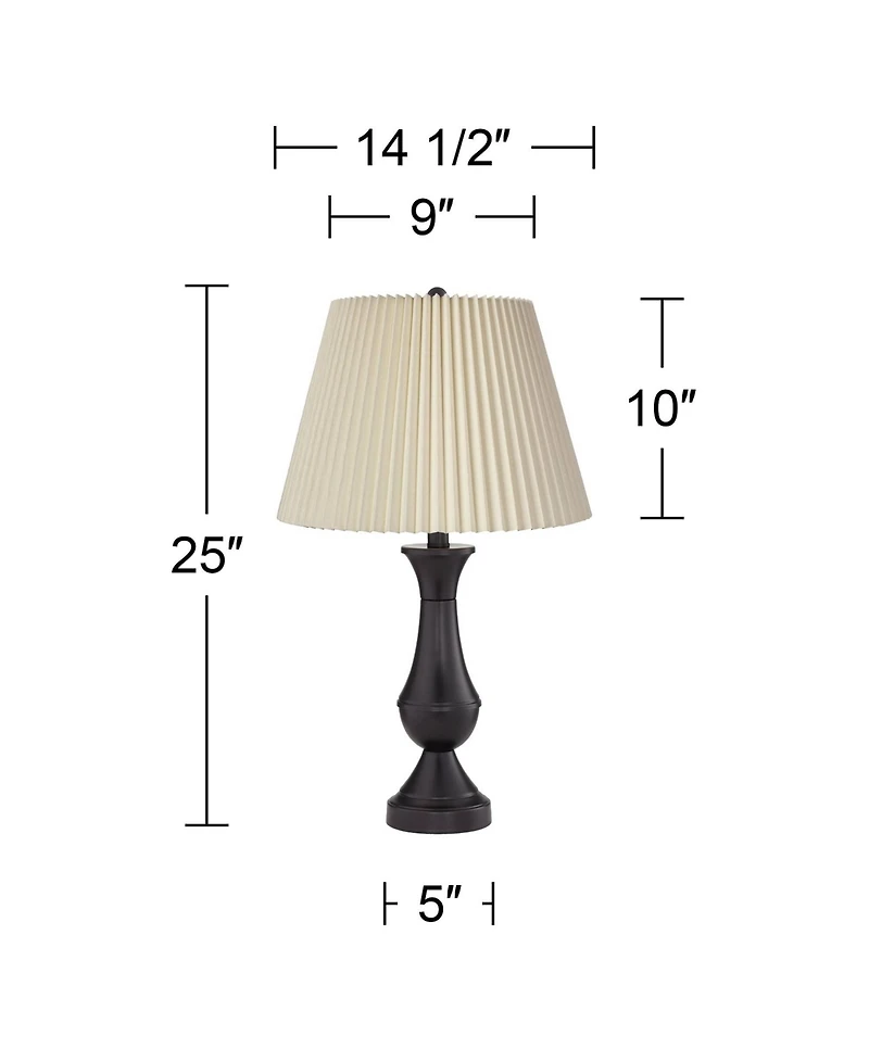 Regency Hill Blakely Modern Table Lamps 25" High Set of 2 with Usb Charging Ports Touch On Off Linen Shade for Bedroom Living Room Desk