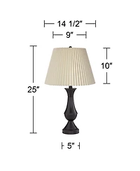 Regency Hill Blakely Modern Table Lamps 25" High Set of 2 with Usb Charging Ports Touch On Off Linen Shade for Bedroom Living Room Desk