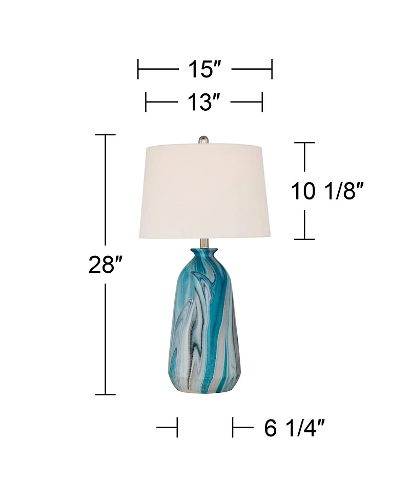 360 Lighting Carlton " Tall Modern Table Lamps Set of 2 WiFi Smart Socket Marble Finish Living Room Bedroom Shade