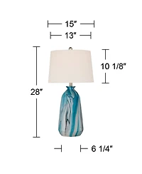 360 Lighting Carlton " Tall Modern Table Lamps Set of 2 WiFi Smart Socket Marble Finish Living Room Bedroom Shade