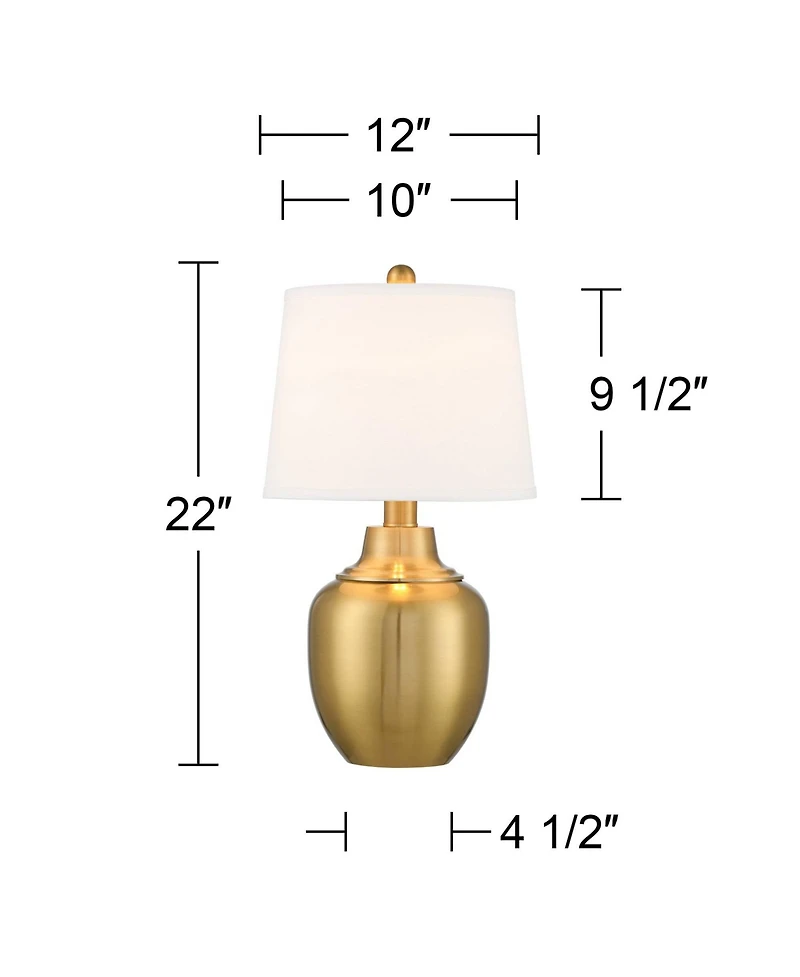 360 Lighting Becca 22" High Urn Small Modern Accent 3-Way Table Lamps Set of 2 Metal Shade Living Room Bedroom