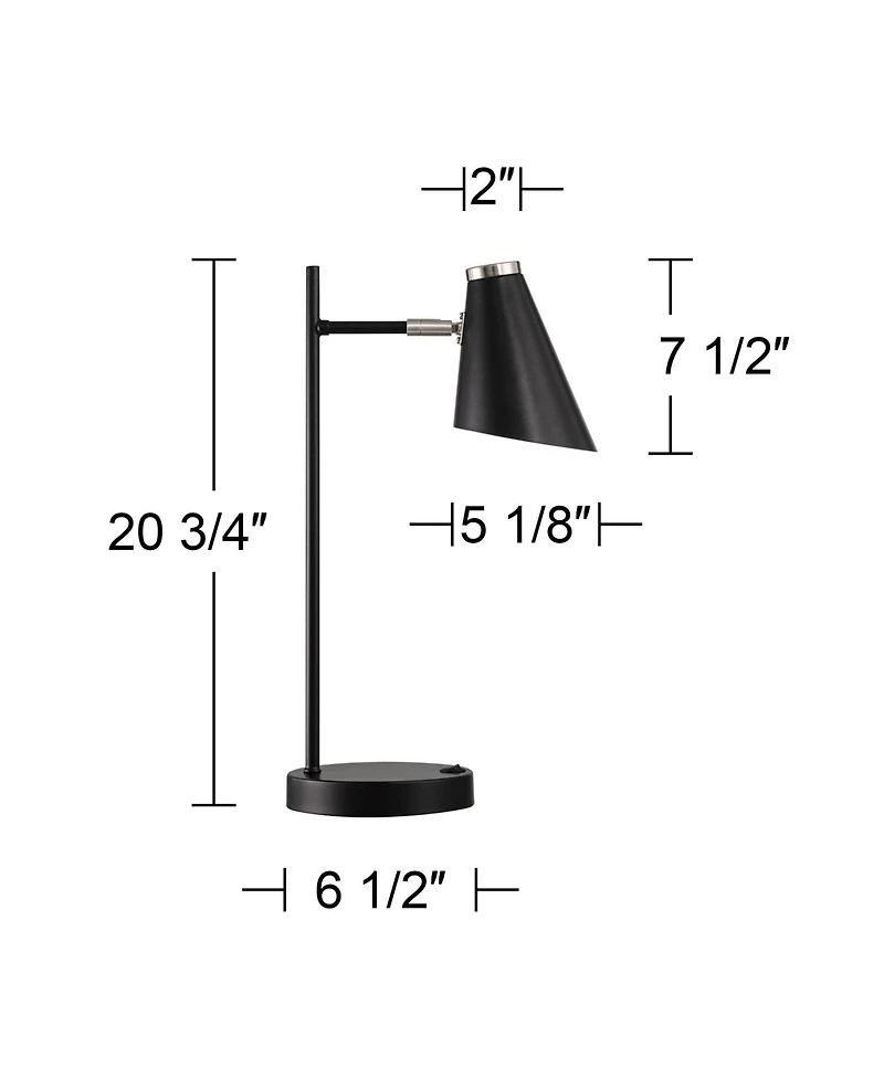 360 Lighting Duke 20 3/4" High Mid Century Modern Desk Lamps Set of 2 Usb Port Nickel Finish Metal Home Office Charging