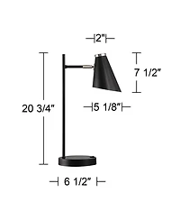 360 Lighting Duke 20 3/4" High Mid Century Modern Desk Lamps Set of 2 Usb Port Nickel Finish Metal Home Office Charging