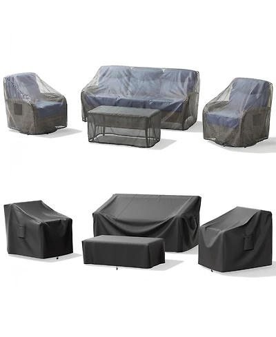 Gymojoy Outdoor Furniture Cover Waterproof, 4 Piece Patio Set for Outside Couch, Lawn Chairs, Coffee Table,Windproof with Buckle Strap