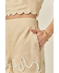 English Factory Women's Wavy Embroidered Shorts