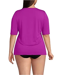Lands' End Plus Size SunShade Upf 50 Elbow Sleeve Rash Guard Swim Tee