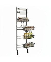 Yigii 6-tier Slim Corner Shelf Spice Rack with Pull-Out Baskets Narrow Storage Organizer for Kitchen Bathroom