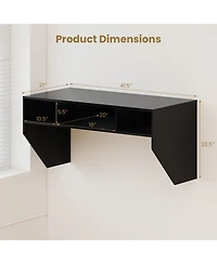 Sugift Wall-Mounted Computer Desk Floating Laptop Desk with 3 Storage Compartments