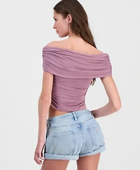 Guess Women's Off-The-Shoulder Shirring Artimis Top