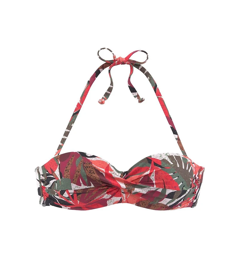 Lascana Women's Tropical Print Bandeau Bikini Swimsuit Top Bra Sizing