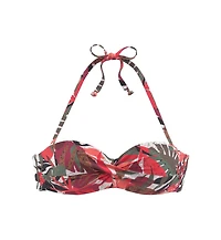 Lascana Women's Tropical Print Bandeau Bikini Swimsuit Top Bra Sizing