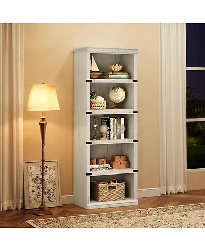 gaomon 67" Tall Farmhouse 5-Tier Wooden Bookcase