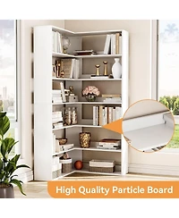 gaomon 70.9" 6-Tier L-Shaped Corner Bookshelf with Baffles, Tall Storage and Display Rack