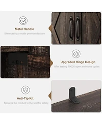 gaomon 68.7" 5-Tier Farmhouse Wooden Bookcase with Cabinet Doors, Retro Bookshelf for Home and Bedroom