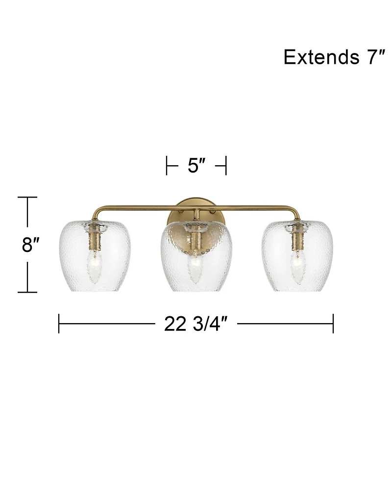 Possini Euro Design Possini Euro Mabel 22 3/4"W Aged Brass Glass 3-Light Bath Light