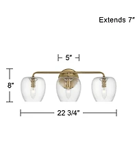 Possini Euro Design Possini Euro Mabel 22 3/4"W Aged Brass Glass 3-Light Bath Light