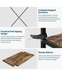 gaomon Triple Wide 4-Tier Industrial Bookshelf with 11 Open Display Shelves, Metal Frame