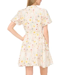 Vince Camuto Women's V-Neck Puff Sleeve Mini Dress