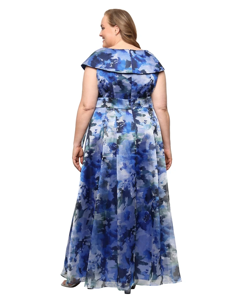 Alex Evenings Plus Short-Sleeve V-Neck Ball Gown