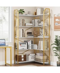 gaomon 72" Tall 5-Tier Industrial L-Shaped Corner Bookshelf