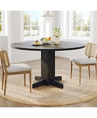 homfan 47 Inch Round Dining Table for 4,Farmhouse Wood Kitchen Table, Circle Dinner Kitchen, Living Room, Room