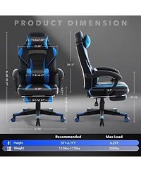 gaomon Gaming Chair, Computer Chair with Massage Lumbar Support and Footrest Height Adjustable Ergonomic with 360-Swivel Seat and Headrest.