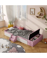 Streamdale Furniture Twin Daybed with Stairs and Storage Ottoman