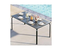 gaomon 6-8 Person Rectangular Aluminum Patio Dining Table with Umbrella Hole